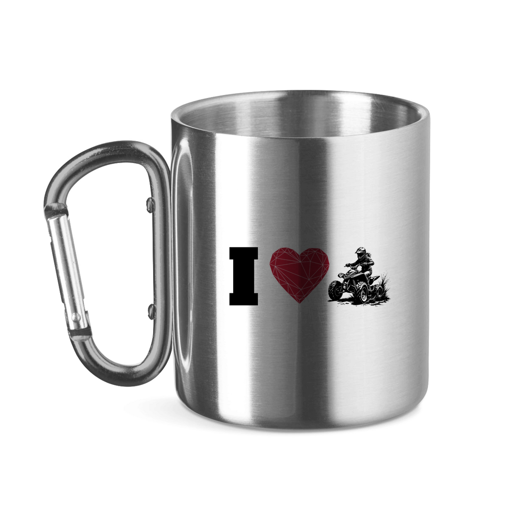 Edelstahltasse mit Karabinergriff I Love Quad