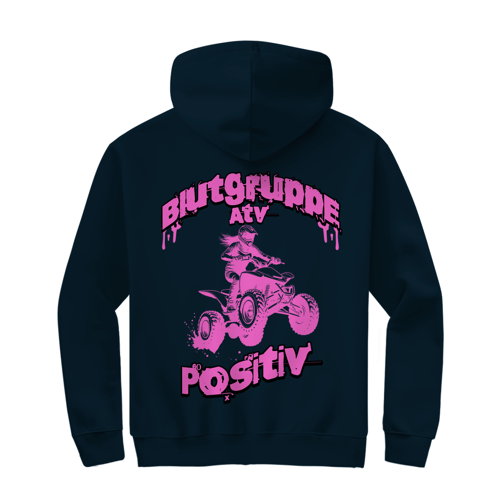 Unisex Zipper Hoodie Quad Blutgruppe ATV Positiv