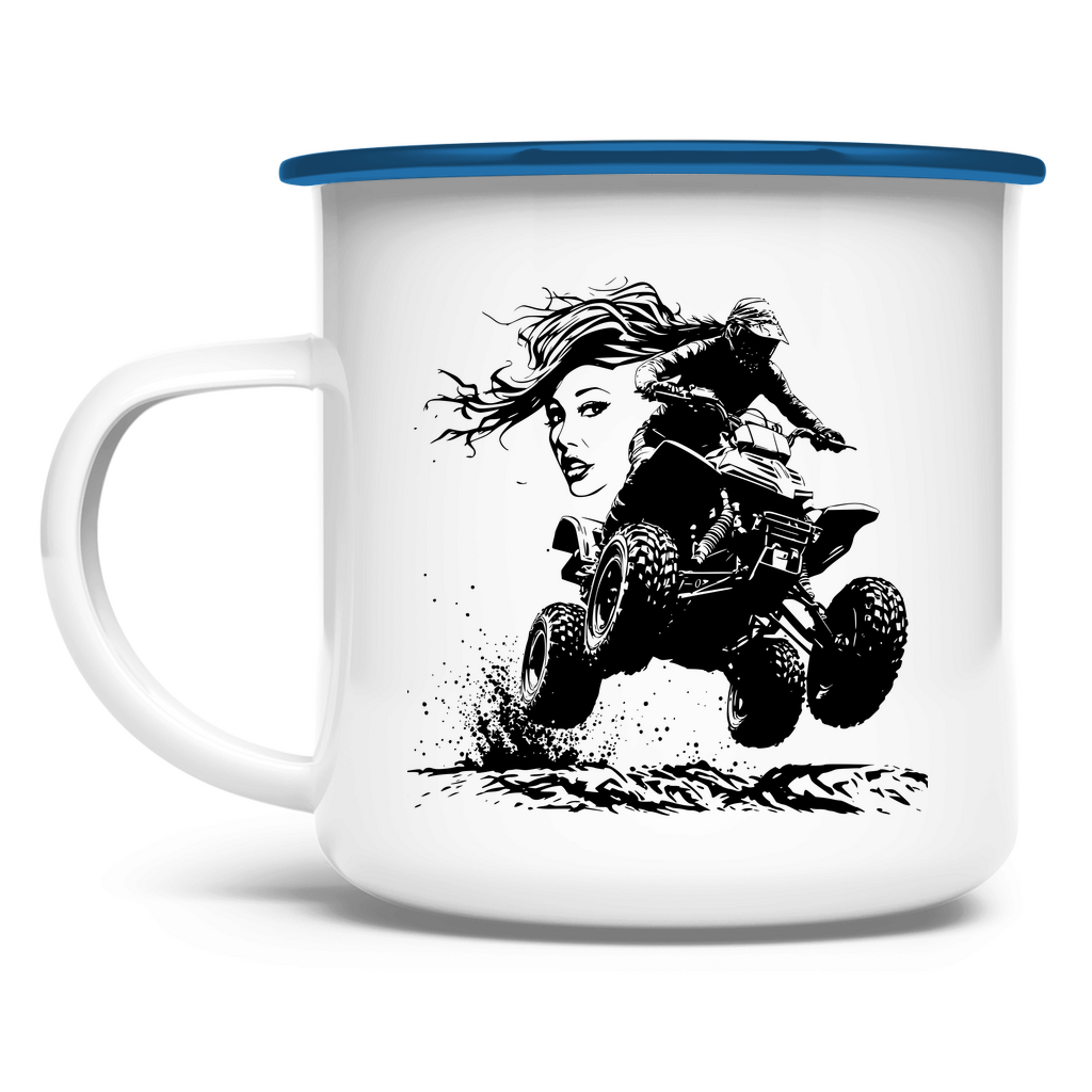 Emaille Tasse Quad FunLady