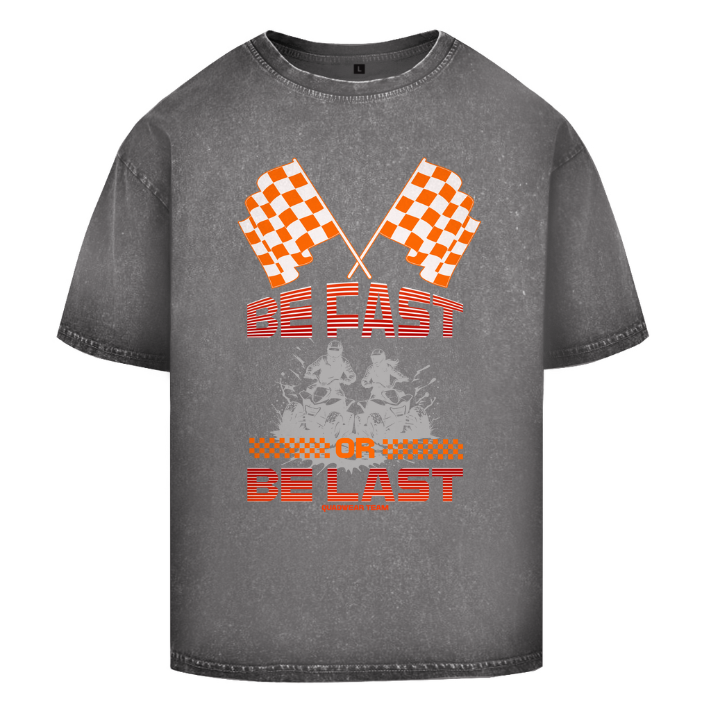 T-shirt délavé surdimensionné Quad Soyez rapide ou soyez le dernier