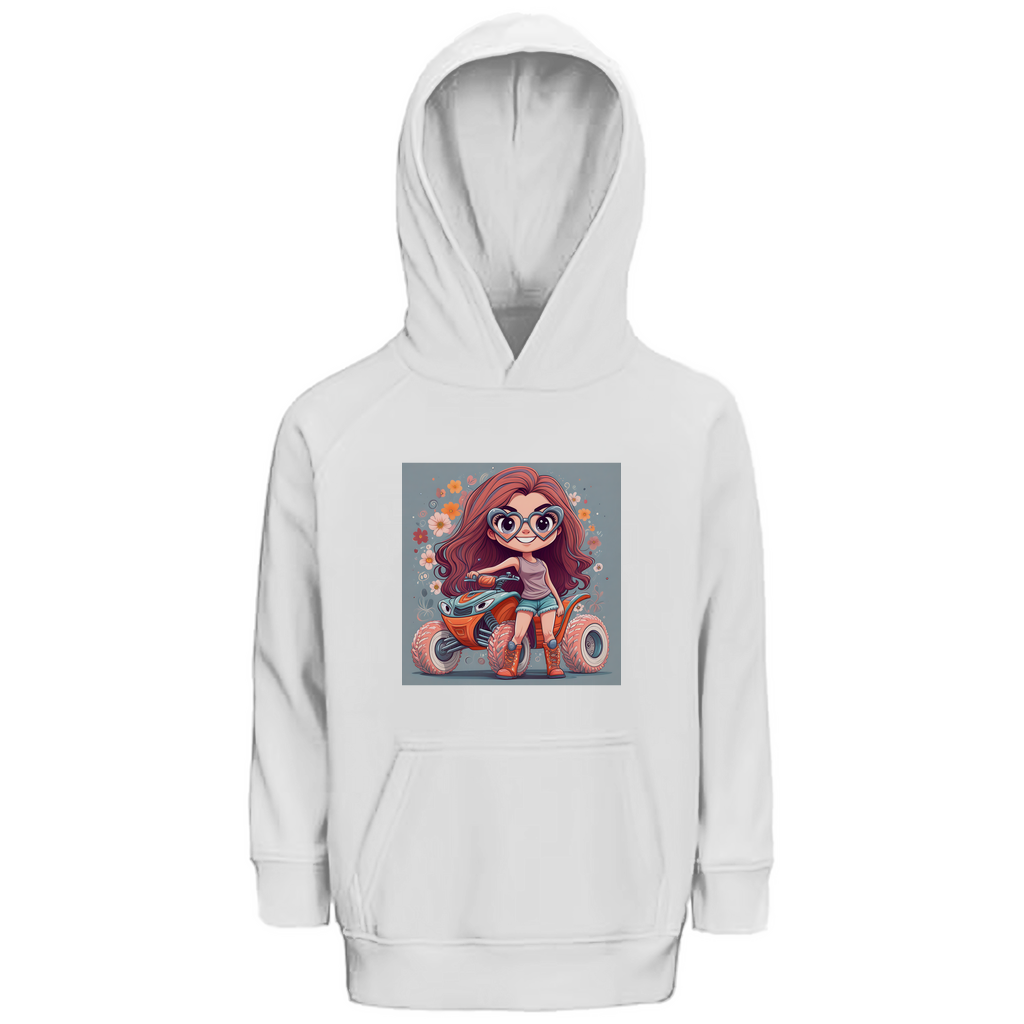 Sweat à capuche bio premium pour enfant Quad PinkLady