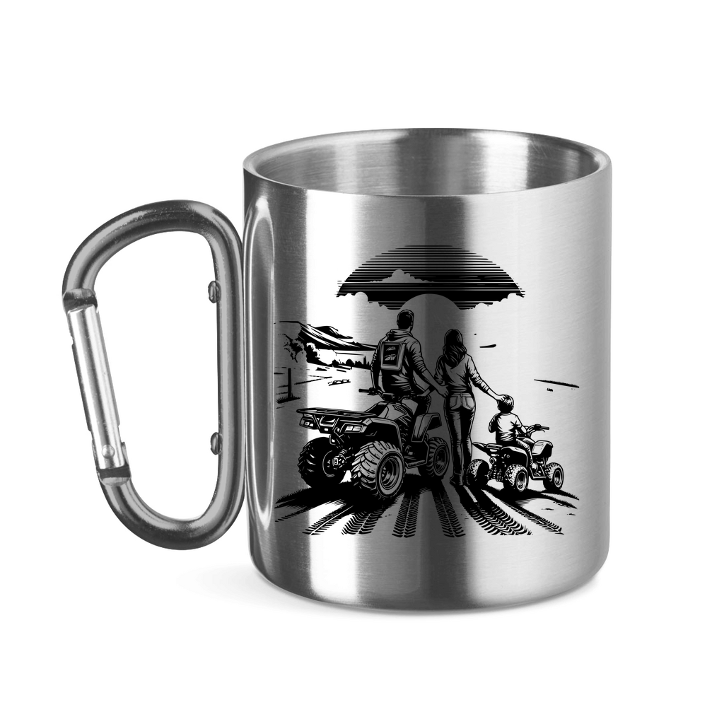 Edelstahltasse mit Karabinergriff Quad Familie