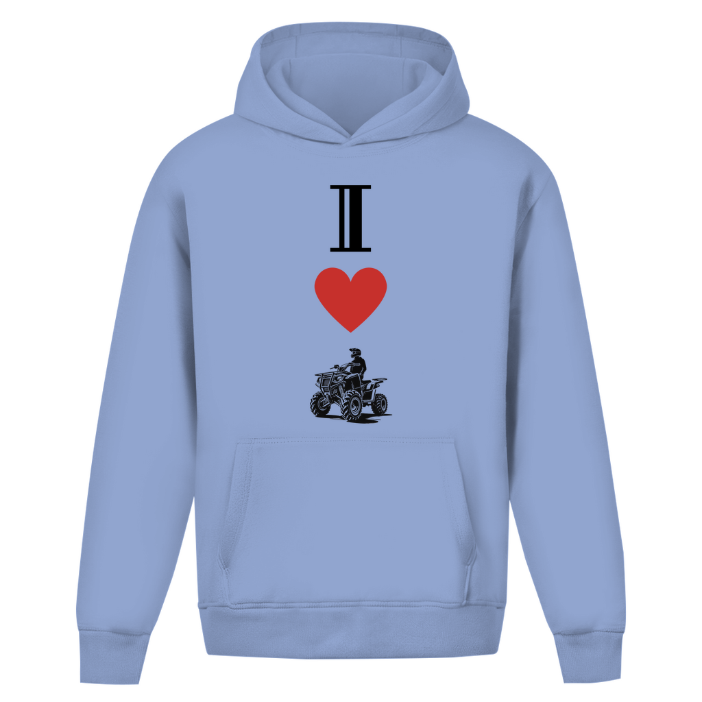 Oversize hoodie without drawstring I Love Quad