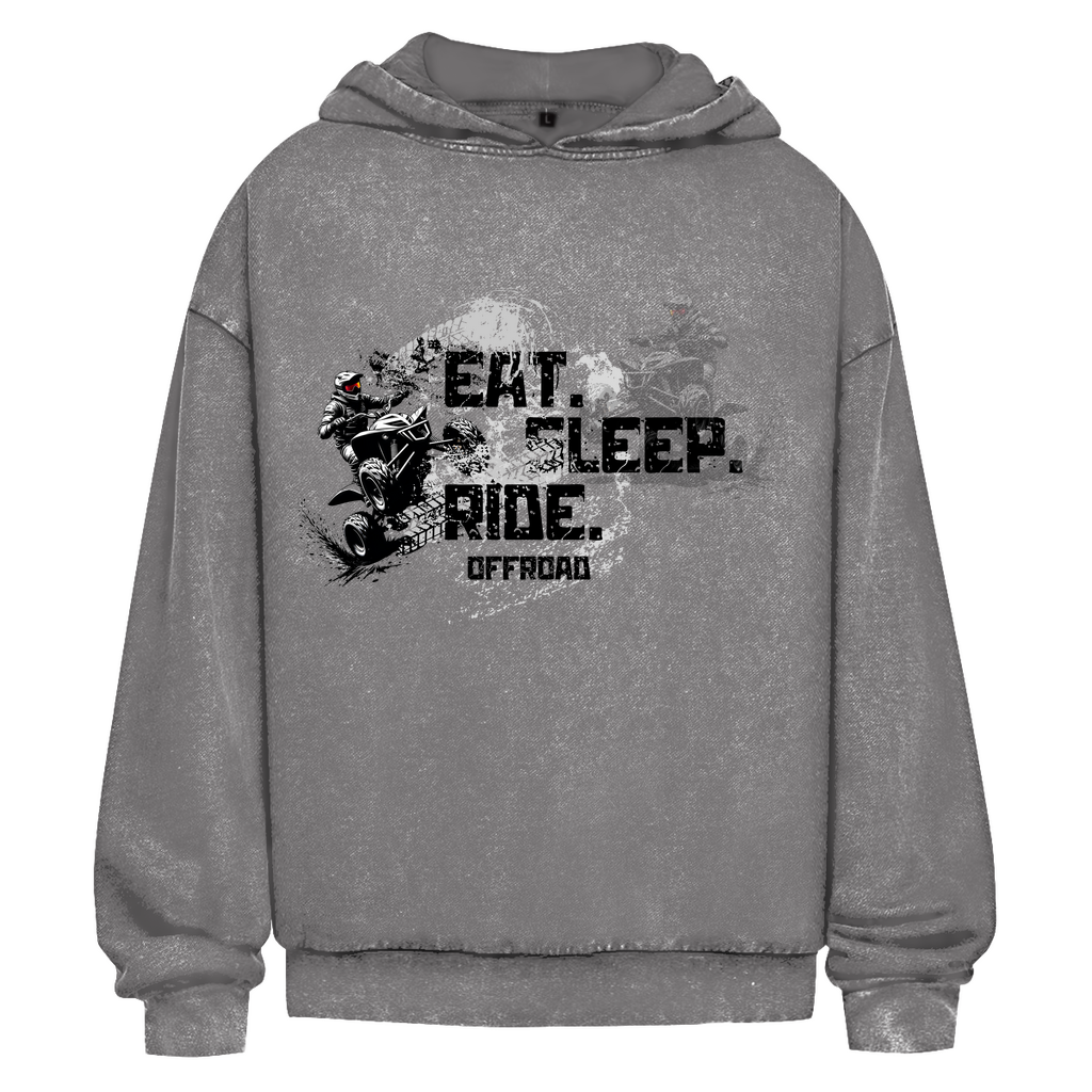 Oversize Washed Hoodie Quad Eat Sleep Ride