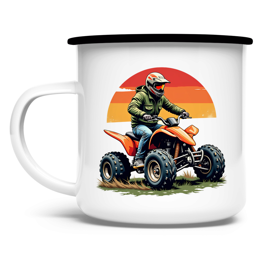 Emaille Tasse Quad Retro