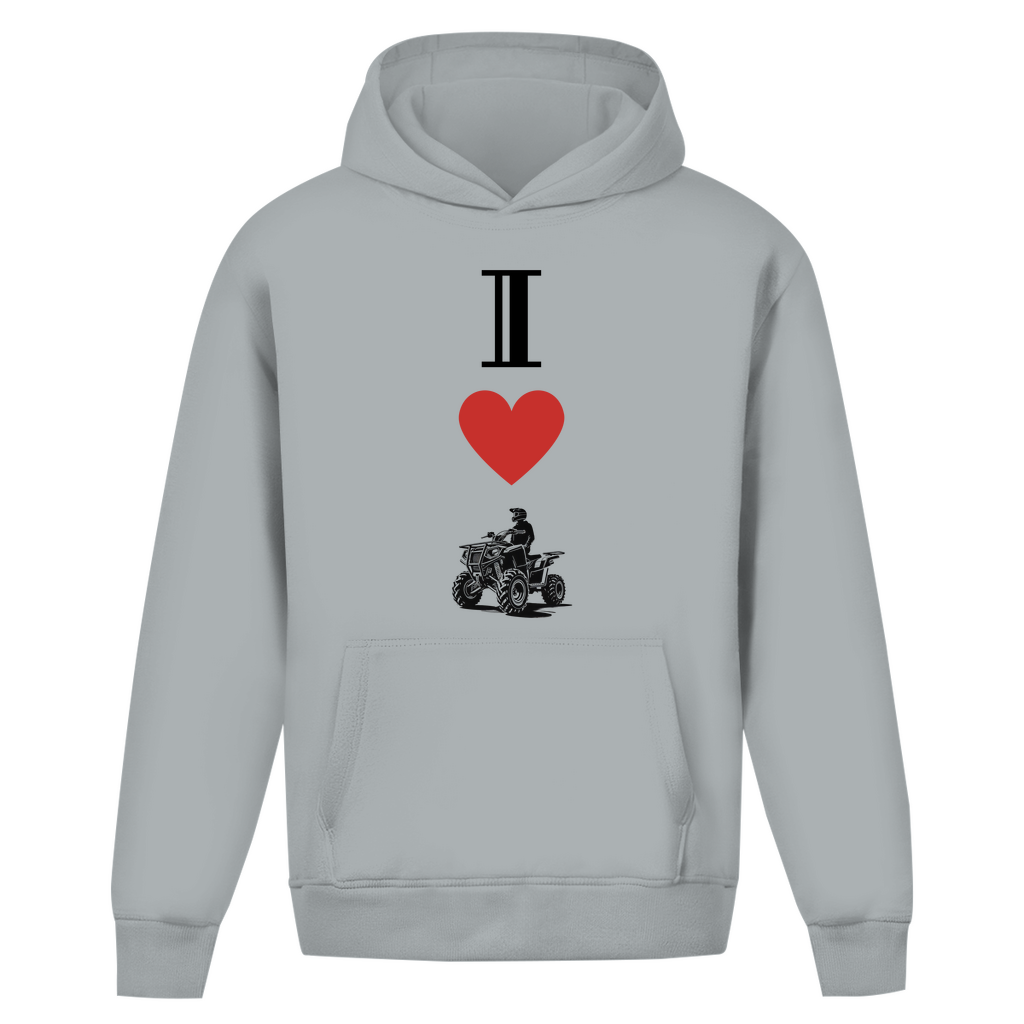 Oversize hoodie without drawstring I Love Quad