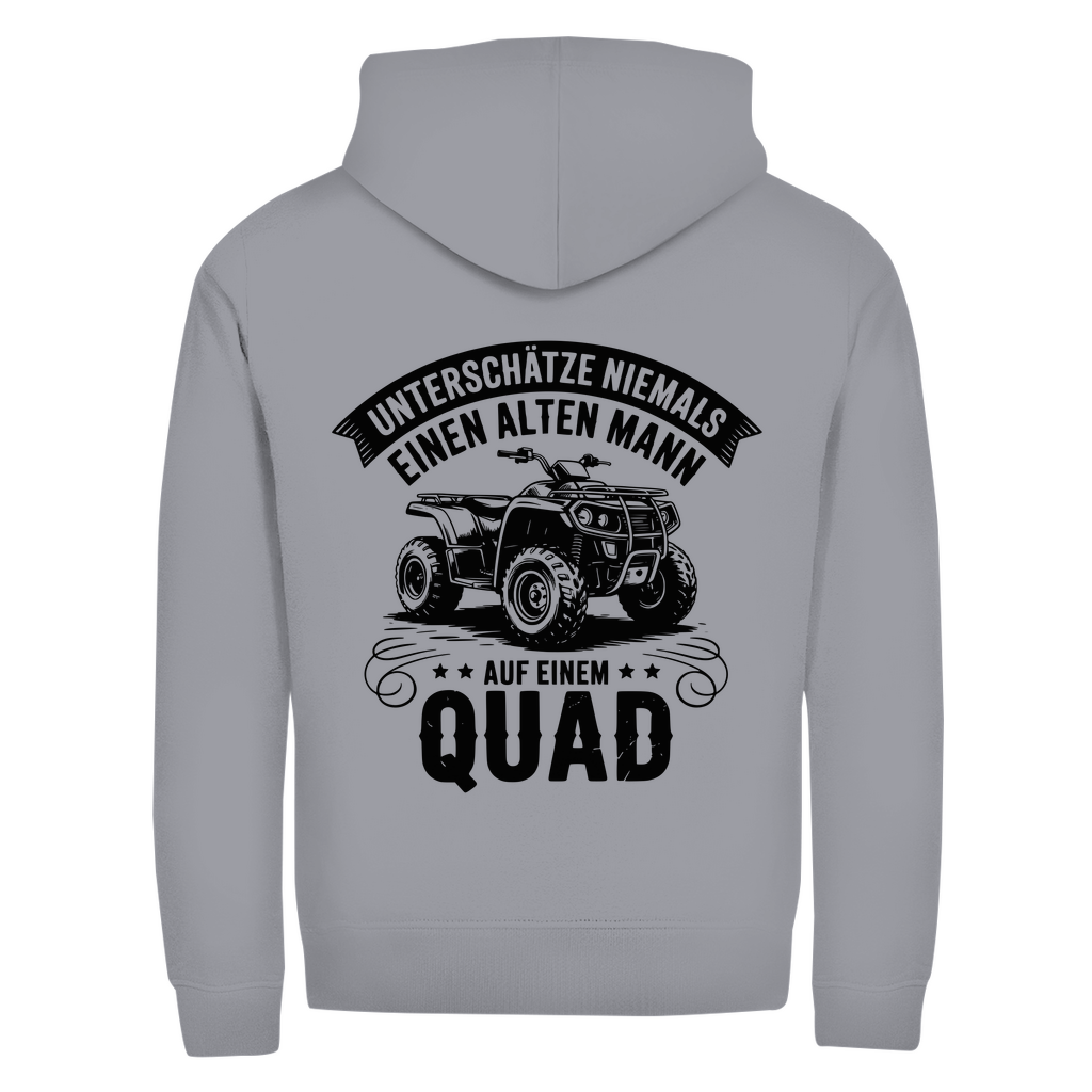 Unisex Zipper Hoodie Unterschätze niemals einen alten Mann auf einem Quad