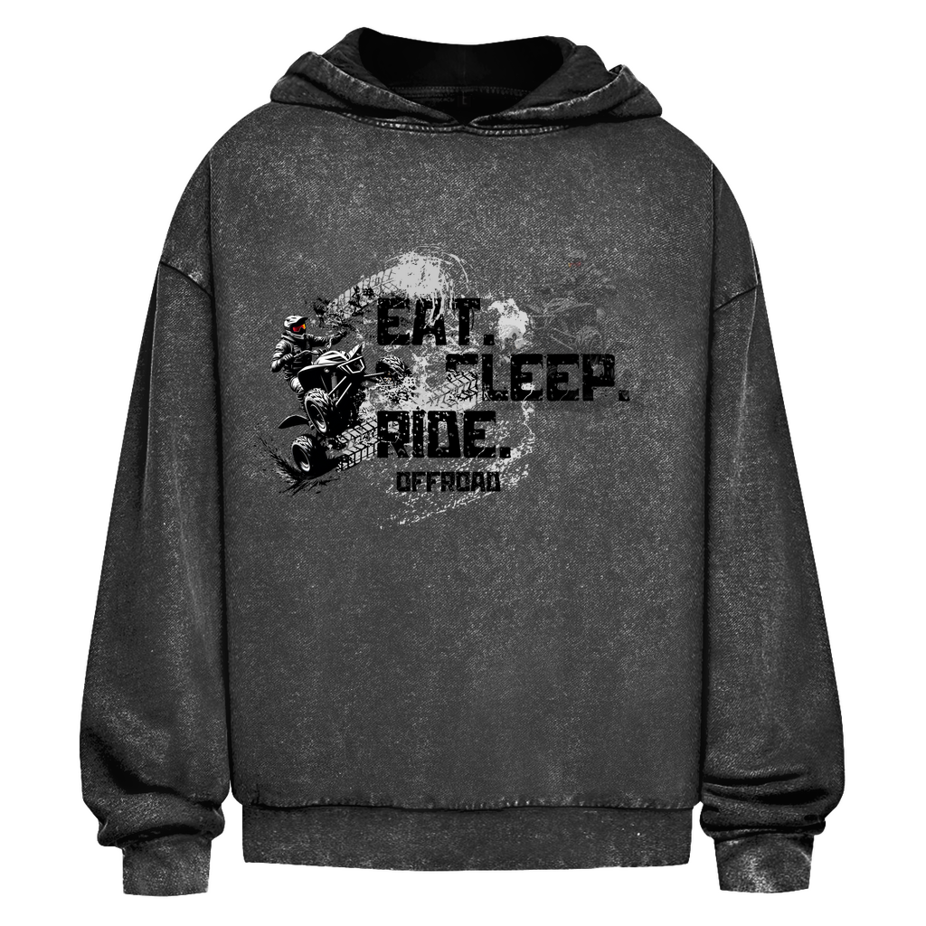 Oversize Washed Hoodie Quad Eat Sleep Ride