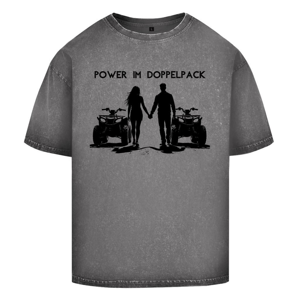 T-shirt oversize délavé Quad Power en pack double