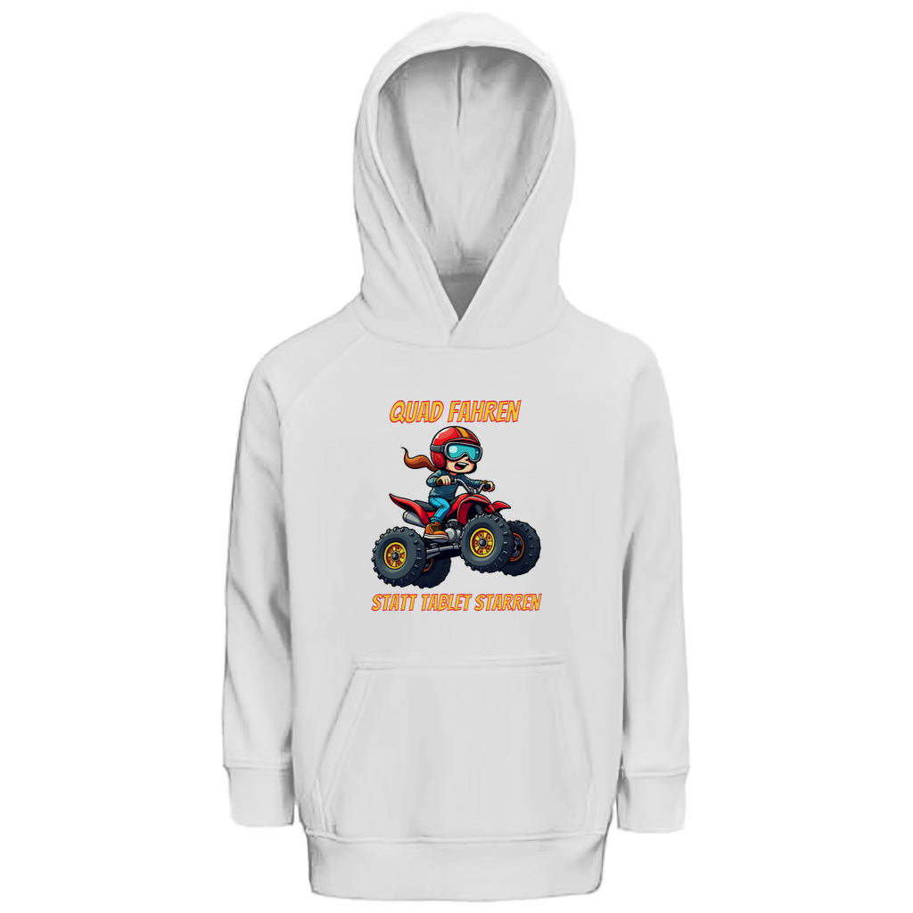 Kinder Premium Bio Hoodie Quad fahren statt Tablet starren