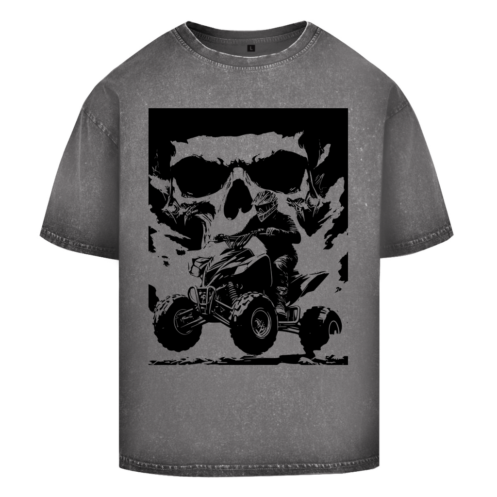 T-shirt délavé surdimensionné Quad Skull