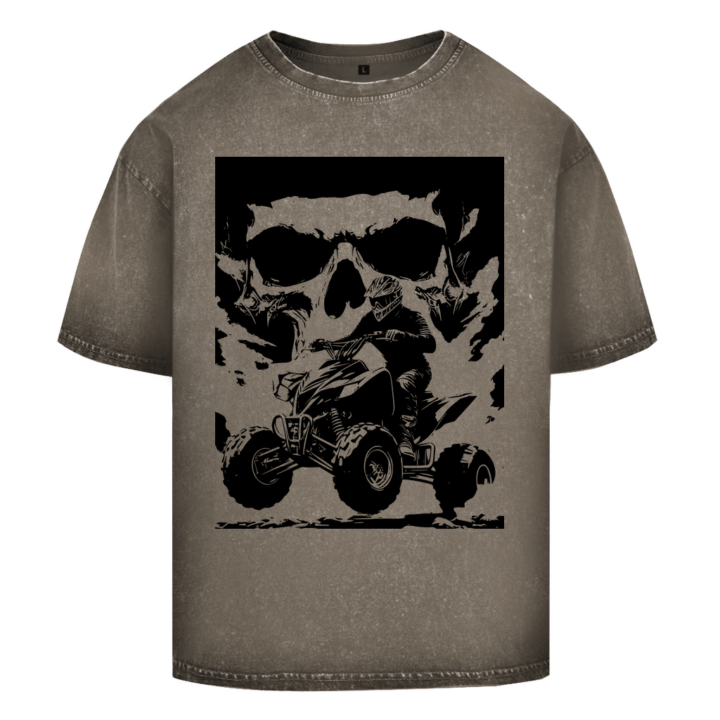 T-shirt délavé surdimensionné Quad Skull