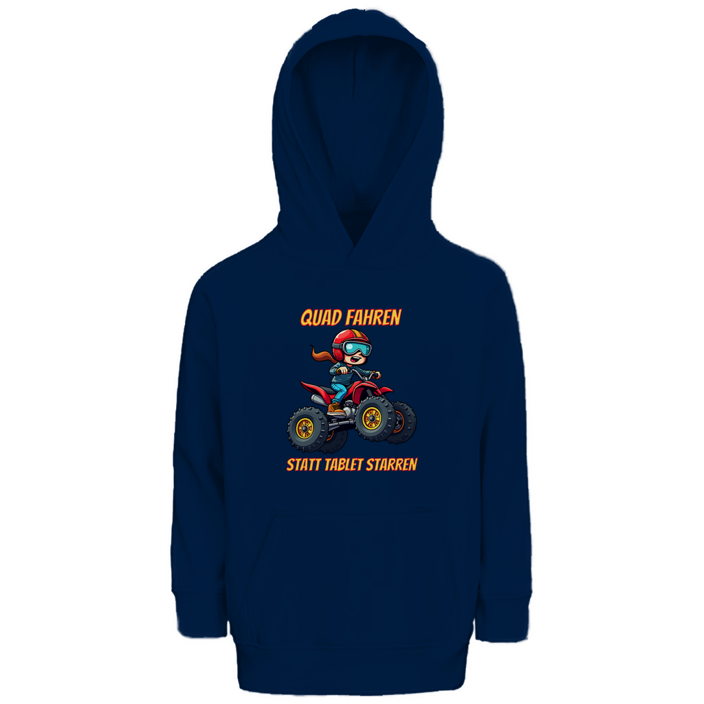 Kinder Premium Bio Hoodie Quad fahren statt Tablet starren