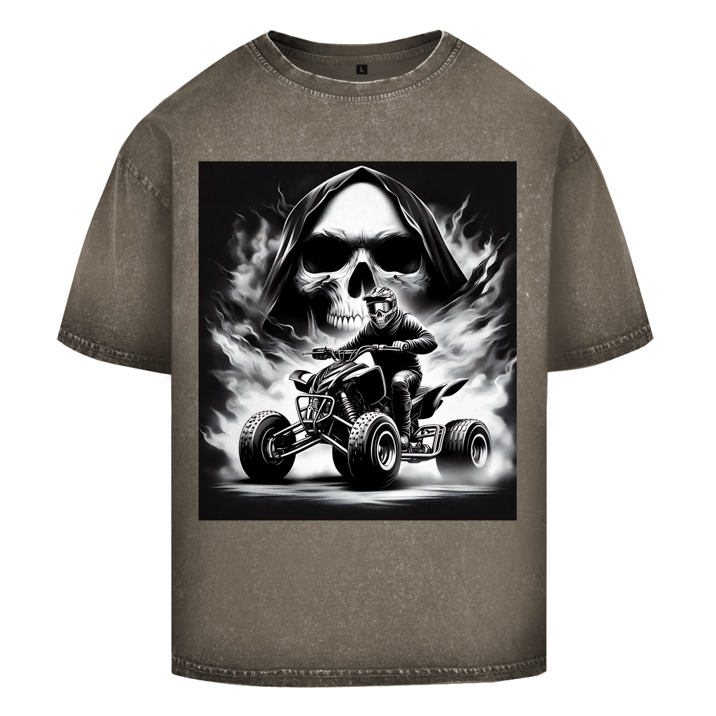 T-shirt délavé surdimensionné Quad Skull