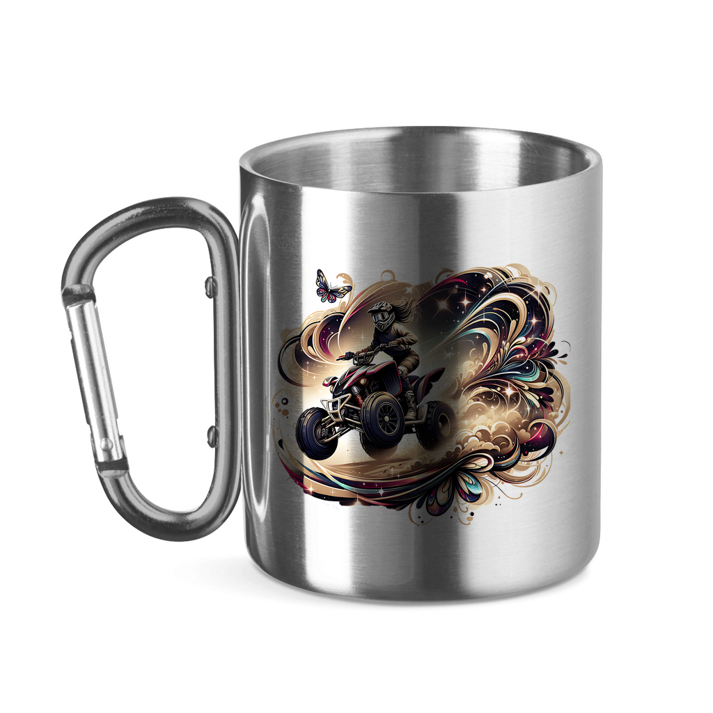 Edelstahltasse mit Karabinergriff Quad Butterfly