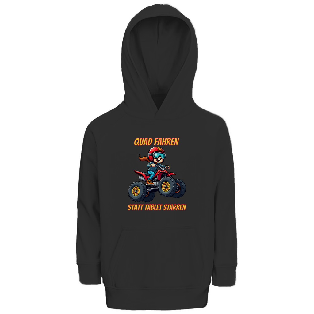 Kinder Premium Bio Hoodie Quad fahren statt Tablet starren
