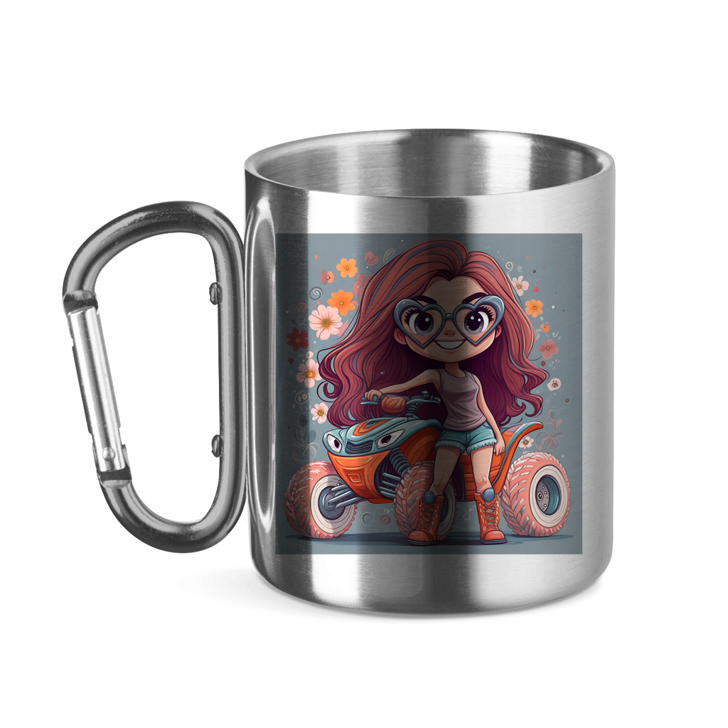 Edelstahltasse mit Karabinergriff Quad PinkLady