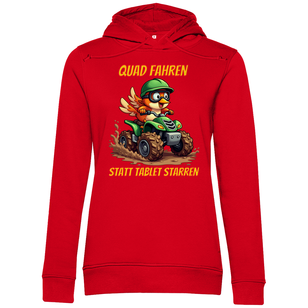 Damen Premium Bio Hoodie Quad fahren statt Tablet starren