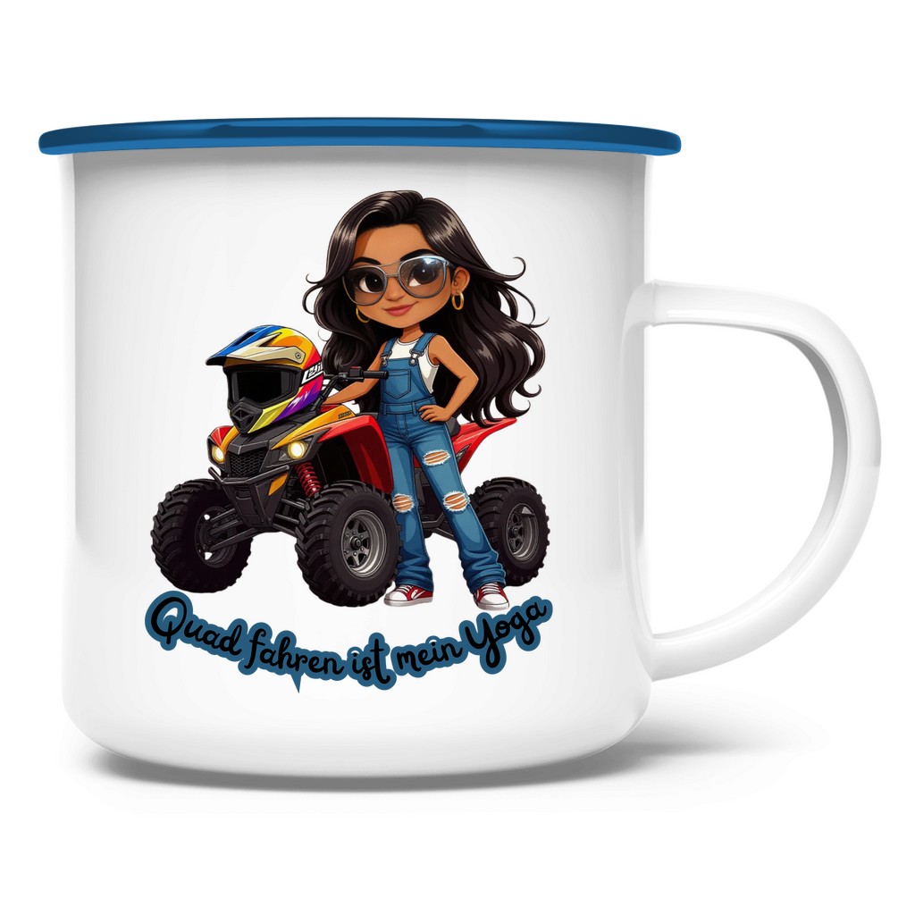 Emaille Tasse Quad fahren ist mein Yoga