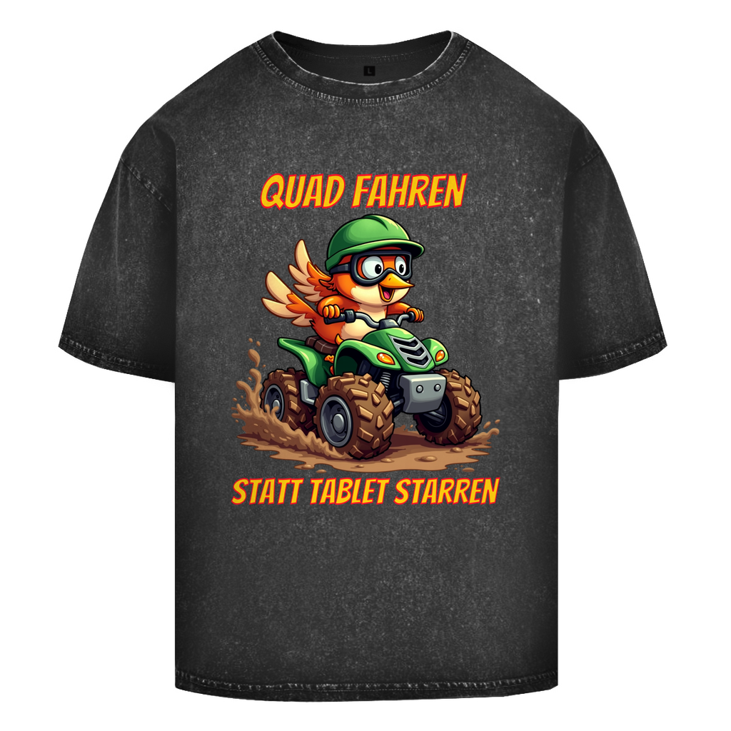 Oversize Washed T-Shirt Quad fahren statt Tablet starren
