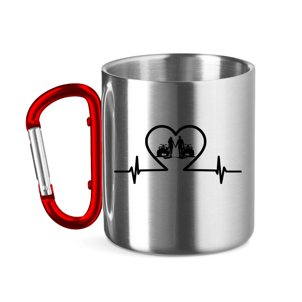 Edelstahltasse mit Karabinergriff Quad Herzline