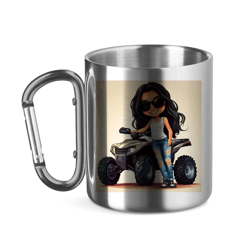 Edelstahltasse mit Karabinergriff QuadLady