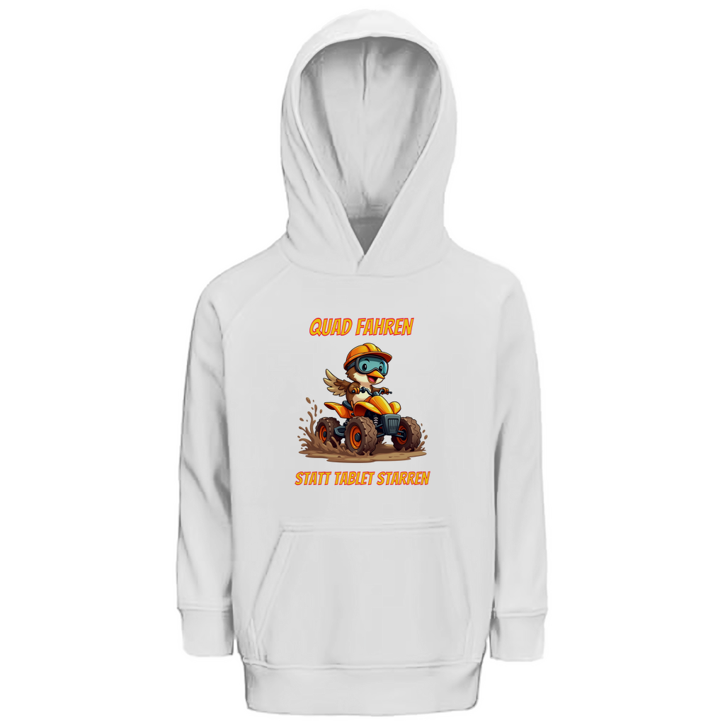 Kinder Premium Bio Hoodie Quad fahren statt Tablet starren