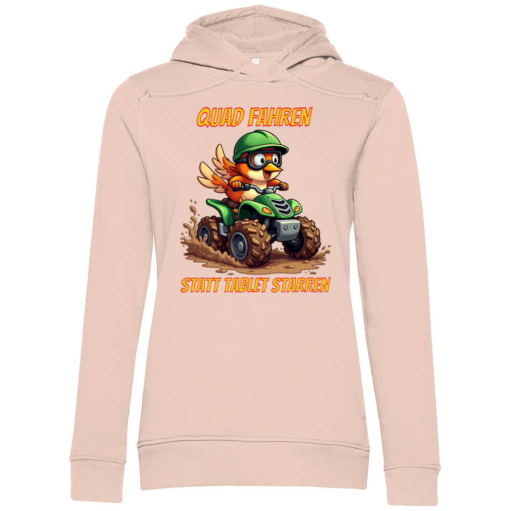 Damen Premium Bio Hoodie Quad fahren statt Tablet starren