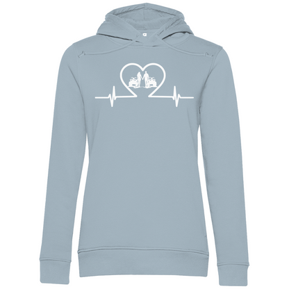 Damen Premium Bio Hoodie Quad Herzline