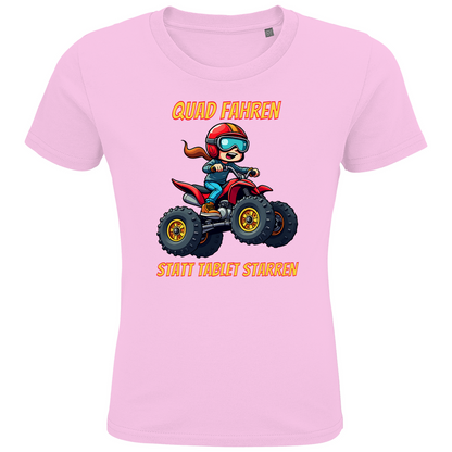 Kinder Premium Bio T-Shirt Quad fahren statt Tablet starren