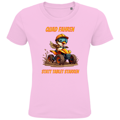 Kinder Premium Bio T-Shirt Quad fahren statt Tablet starren