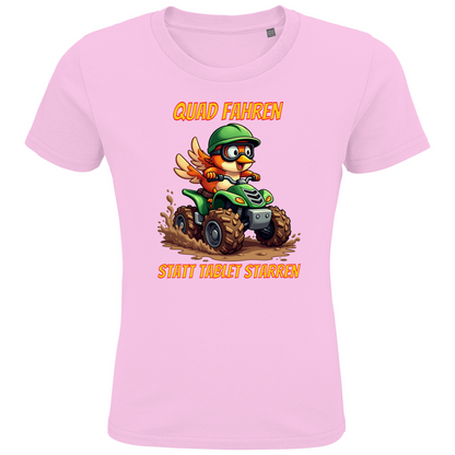 Kinder Premium Bio T-Shirt Quad fahren statt Tablet starren
