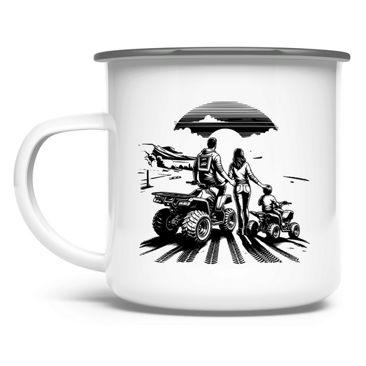 Emaille Tasse Quad Familie