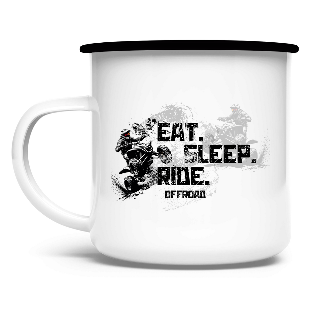 Emaille Tasse Quad Eat Sleep Ride
