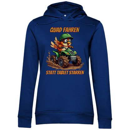Damen Premium Bio Hoodie Quad fahren statt Tablet starren