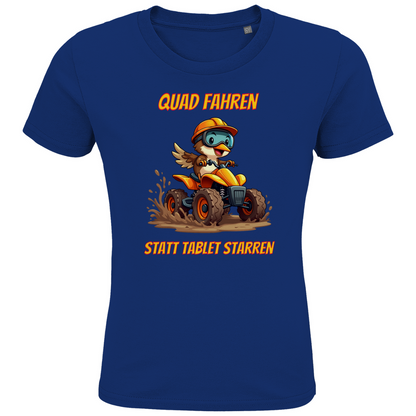 Kinder Premium Bio T-Shirt Quad fahren statt Tablet starren