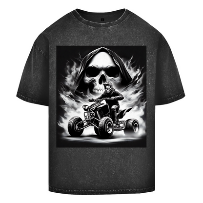 T-shirt délavé surdimensionné Quad Skull