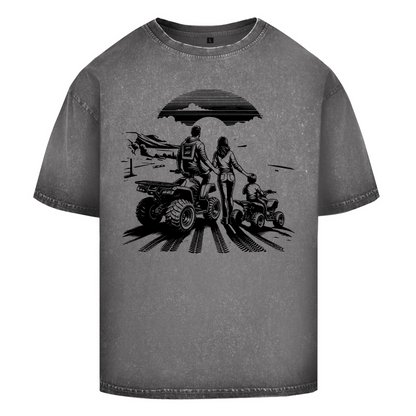 T-shirt délavé surdimensionné Quad Family