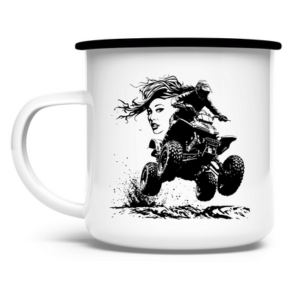 Emaille Tasse Quad FunLady