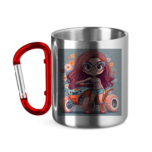 Edelstahltasse mit Karabinergriff Quad PinkLady
