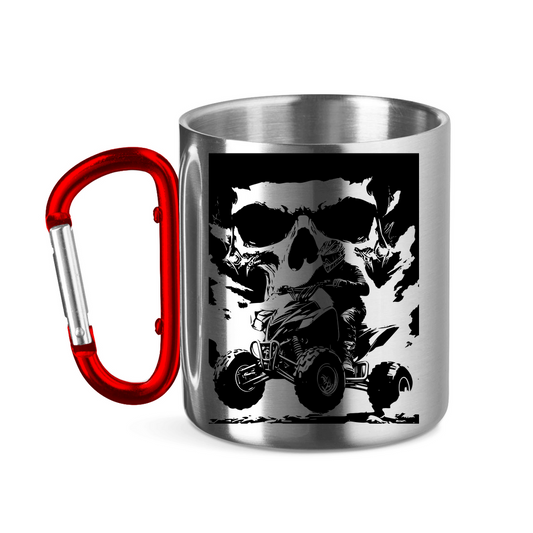 Edelstahltasse mit Karabinergriff Quad Skull