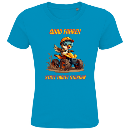 Kinder Premium Bio T-Shirt Quad fahren statt Tablet starren