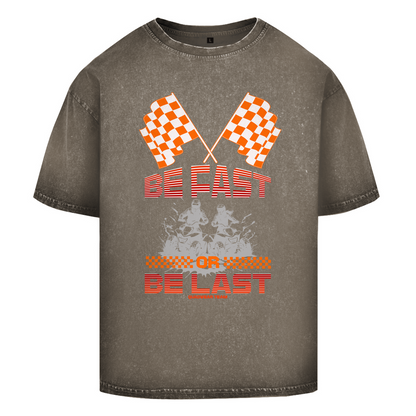 T-shirt délavé surdimensionné Quad Soyez rapide ou soyez le dernier
