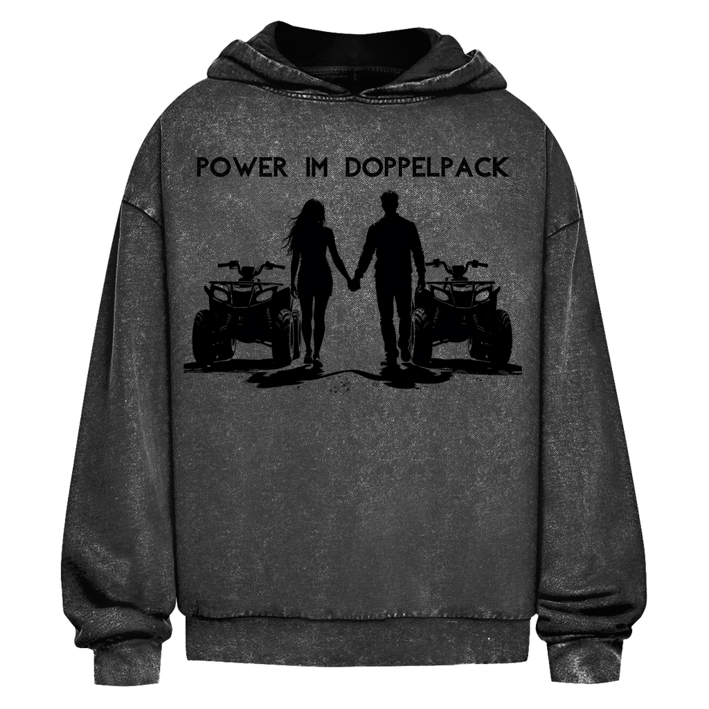 Oversize Washed Hoodie Power in a double pack