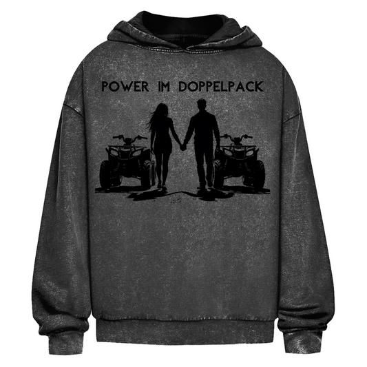 Oversize Washed Hoodie Power im Doppelpack
