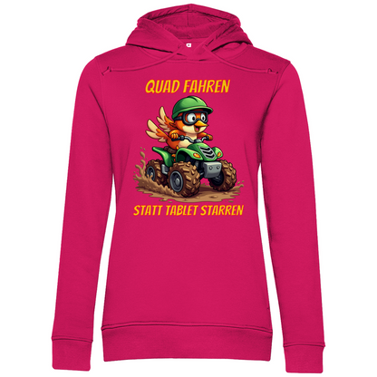 Damen Premium Bio Hoodie Quad fahren statt Tablet starren