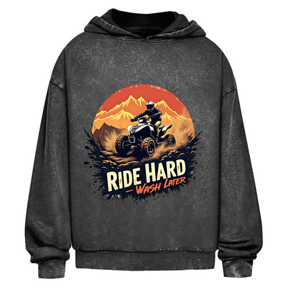 Oversized Washed Hoodie Quad Ride Hard