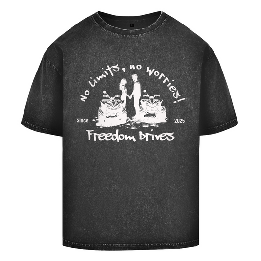 T-shirt délavé oversize Quad No Limits, No Worry