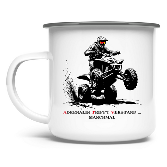 Emaille Tasse Quad Adrenalin trifft Verstand...manchmal