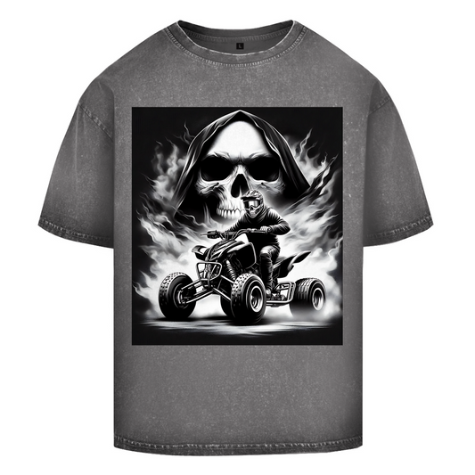 T-shirt délavé surdimensionné Quad Skull